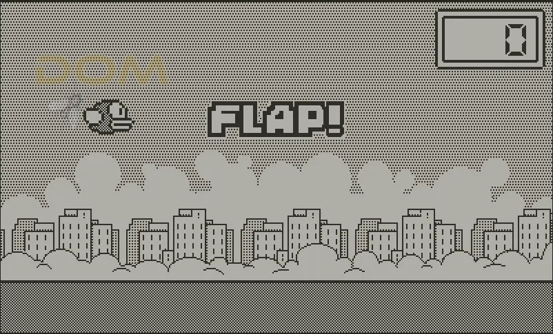 Кто-то сделал дань уважения Flappy Bird для Playdate, которая позволяет летать с помощью рукоятки.